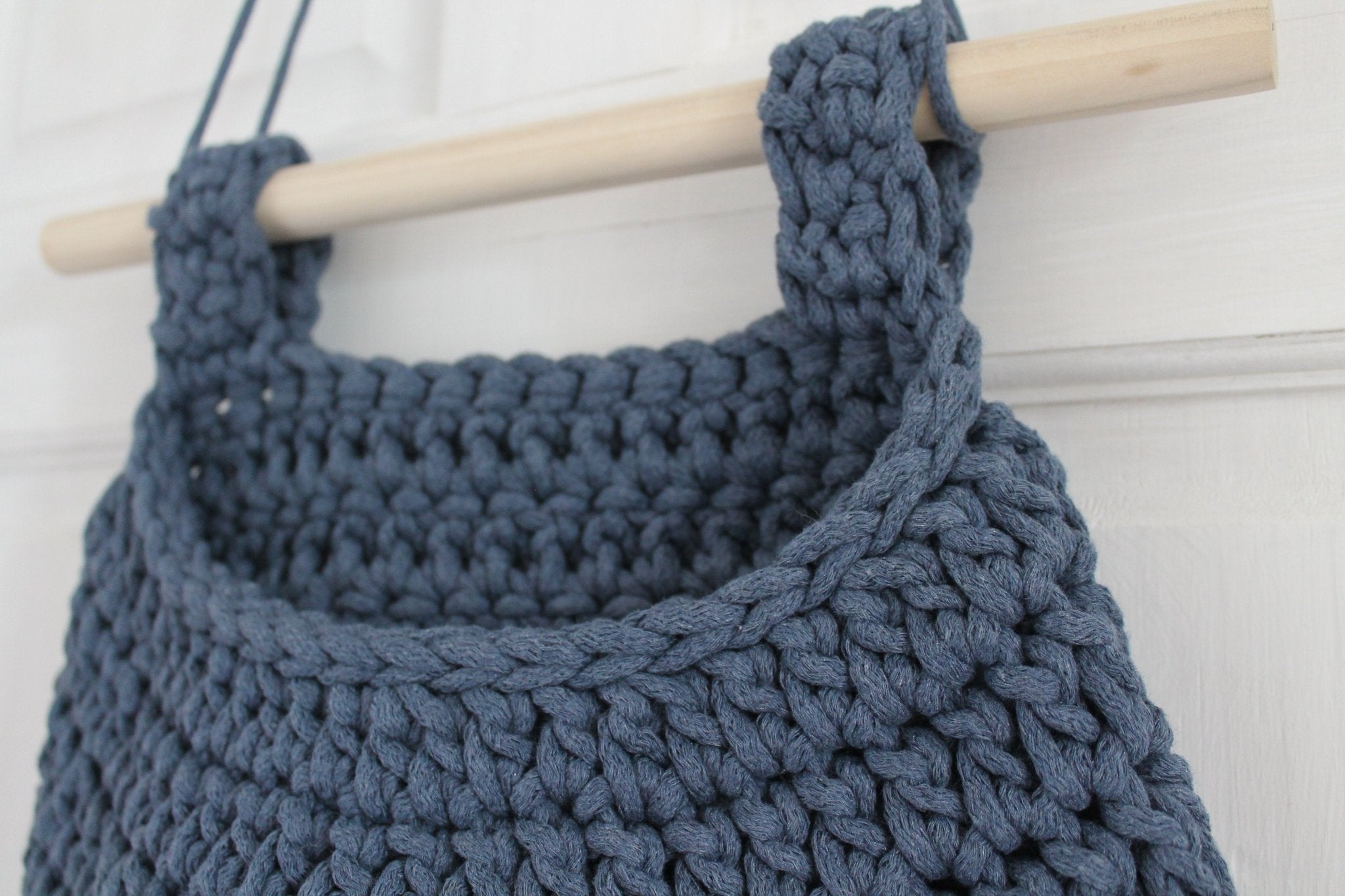 Crochet Hanging Basket, Large | DENIM BLUE