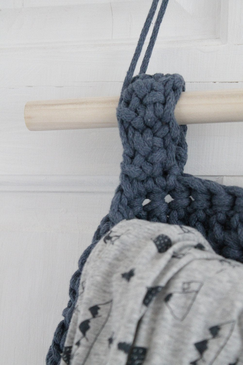 Crochet Hanging Basket, Large | DENIM BLUE