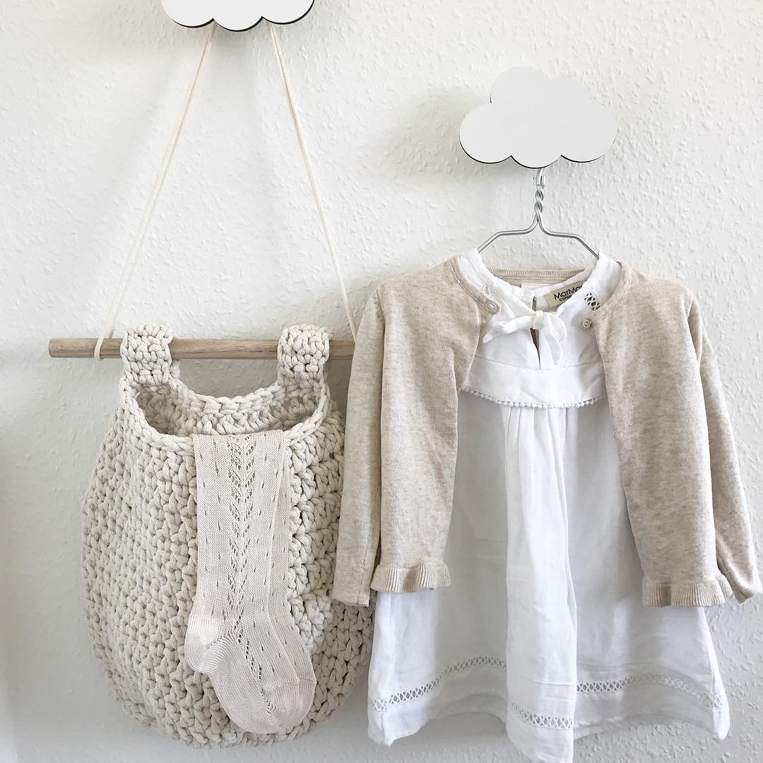 Crochet Hanging Basket, Large | IVORY