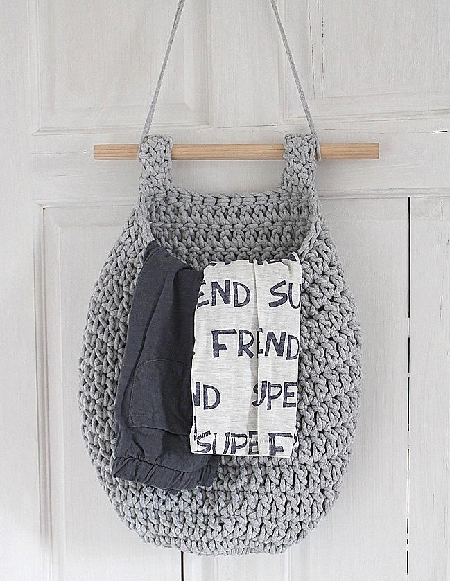 Crochet Hanging Basket, Large | LIGHT GREY