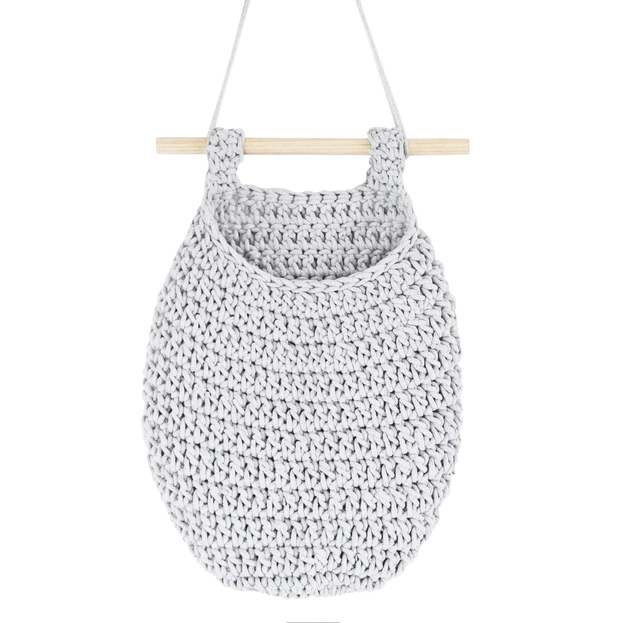 Crochet Hanging Basket, Large | LIGHT GREY