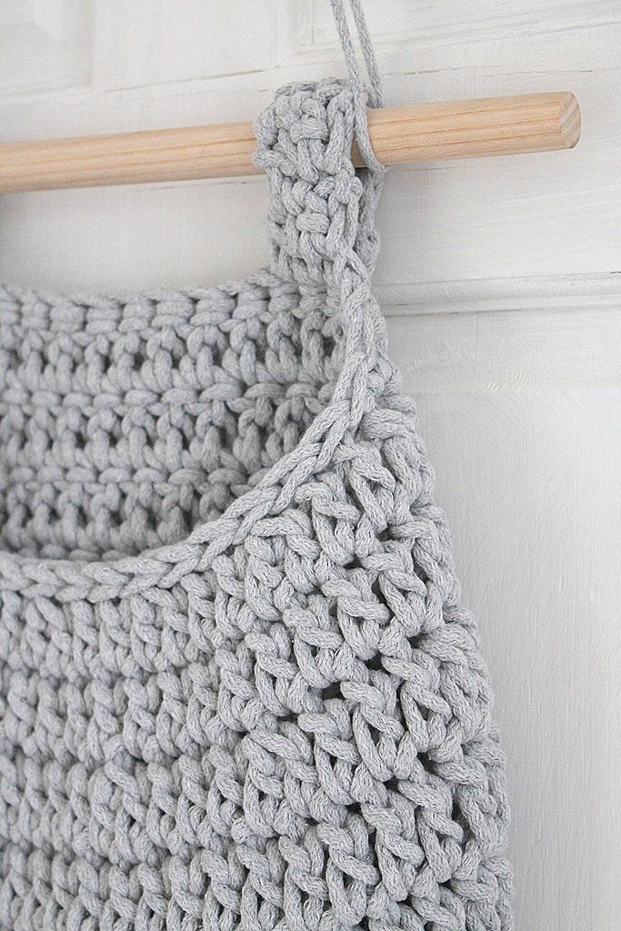 Crochet Hanging Basket, Large | LIGHT GREY