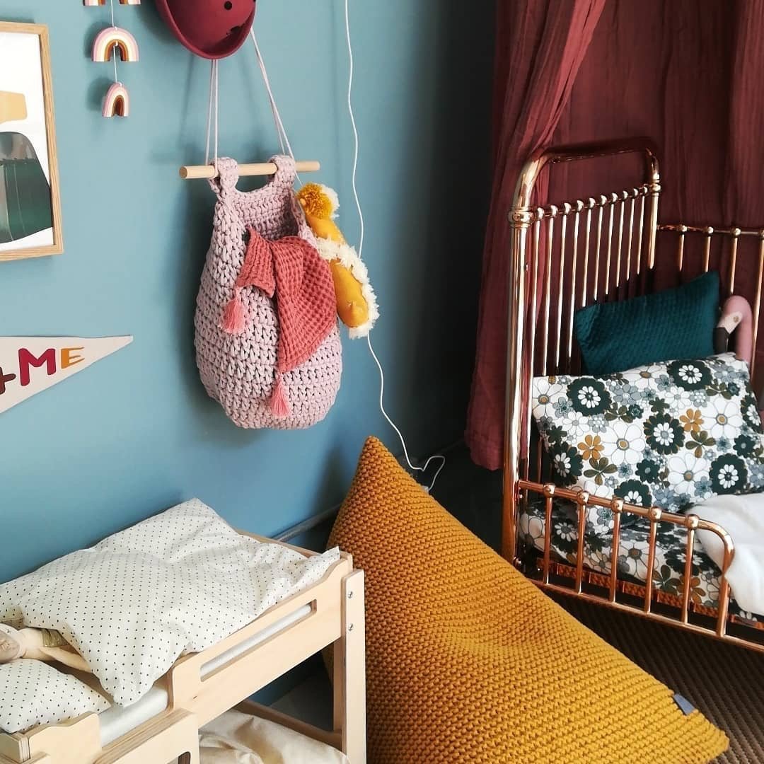 Crochet Hanging Basket, Large | PALE PINK