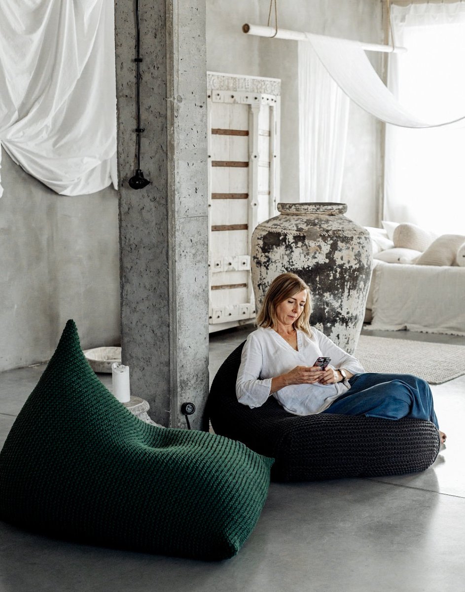 Knitted Bean Bag | BOTTLE GREEN