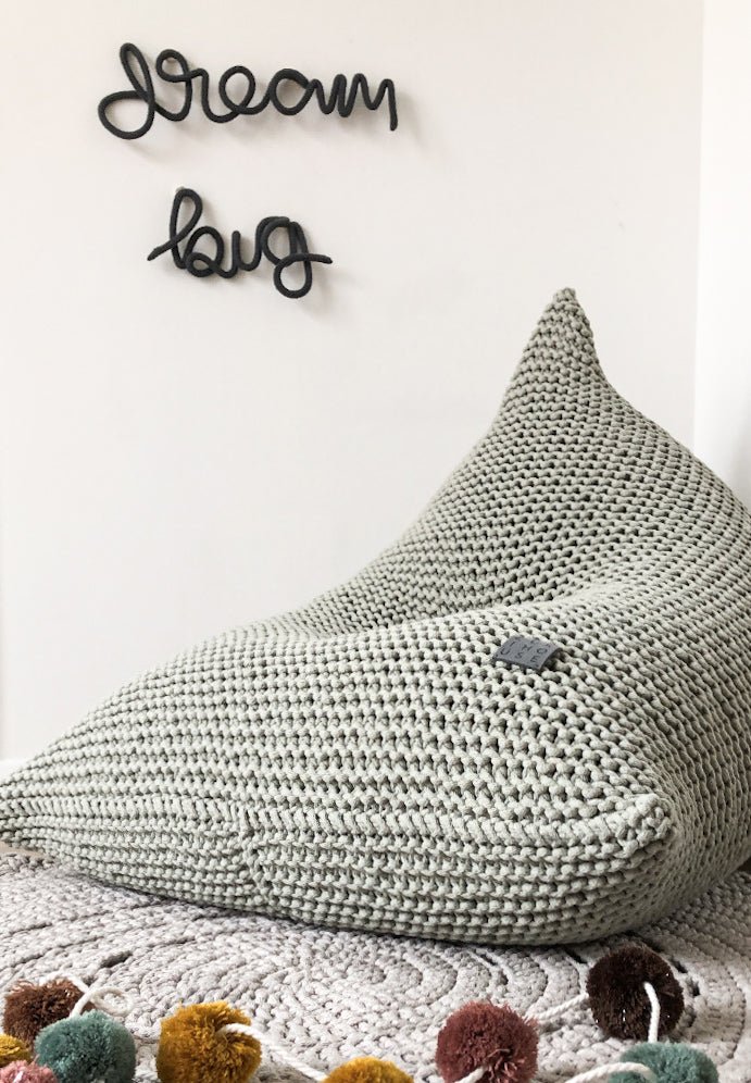 Knitted Bean Bag KIDS | LIGHT OLIVE