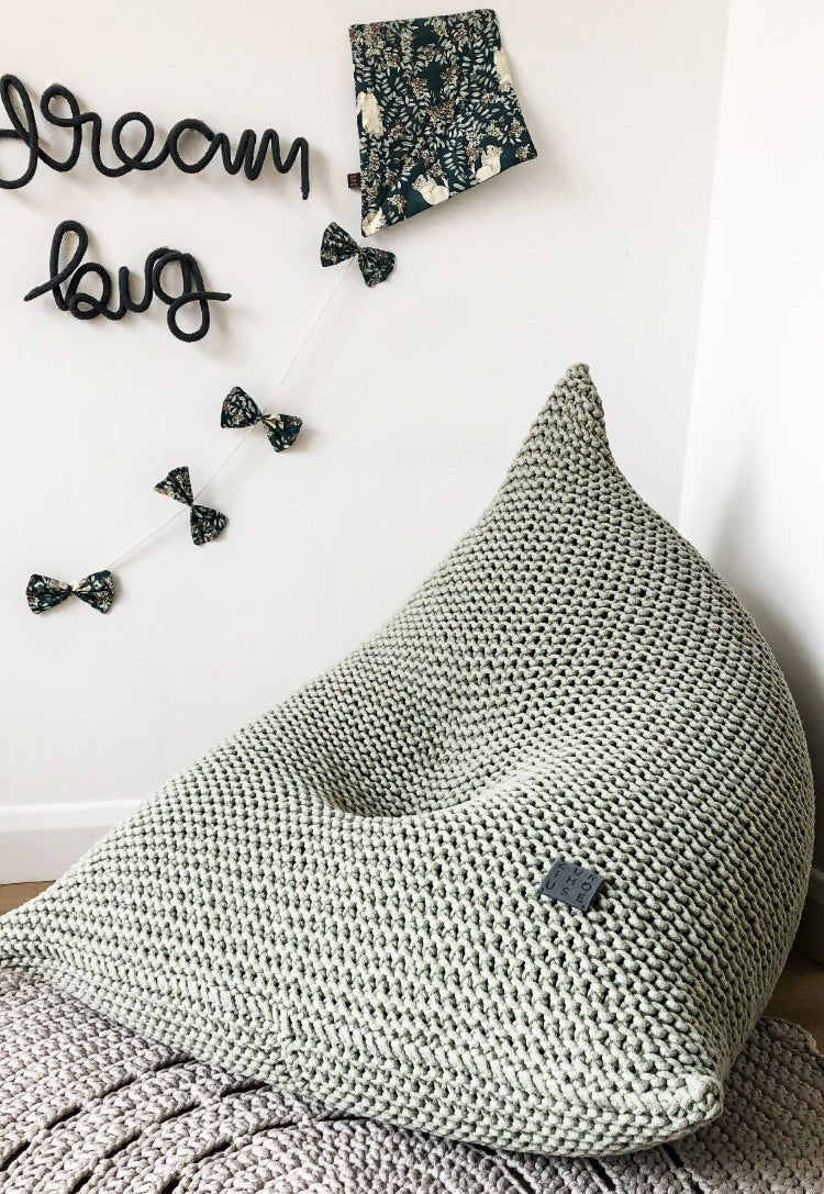 Knitted Bean Bag KIDS | LIGHT OLIVE
