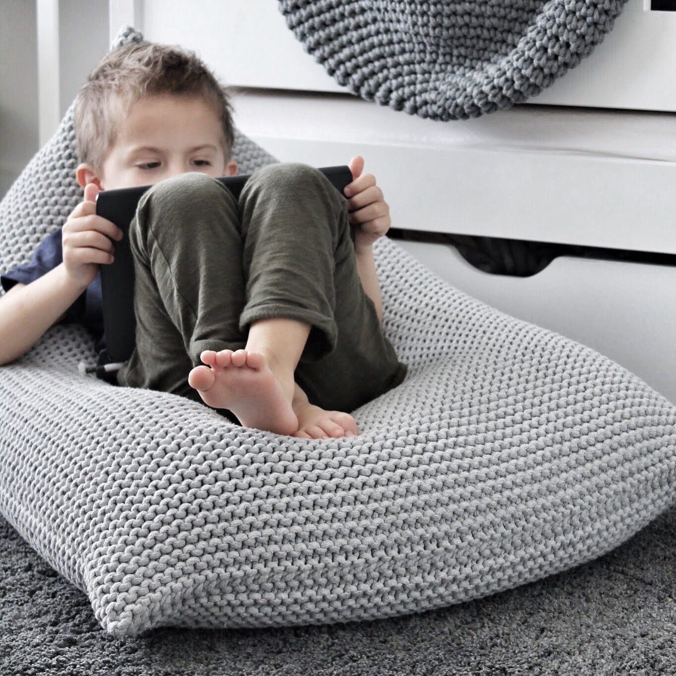 Knitted Bean Bag KIDS | LIGHT GREY