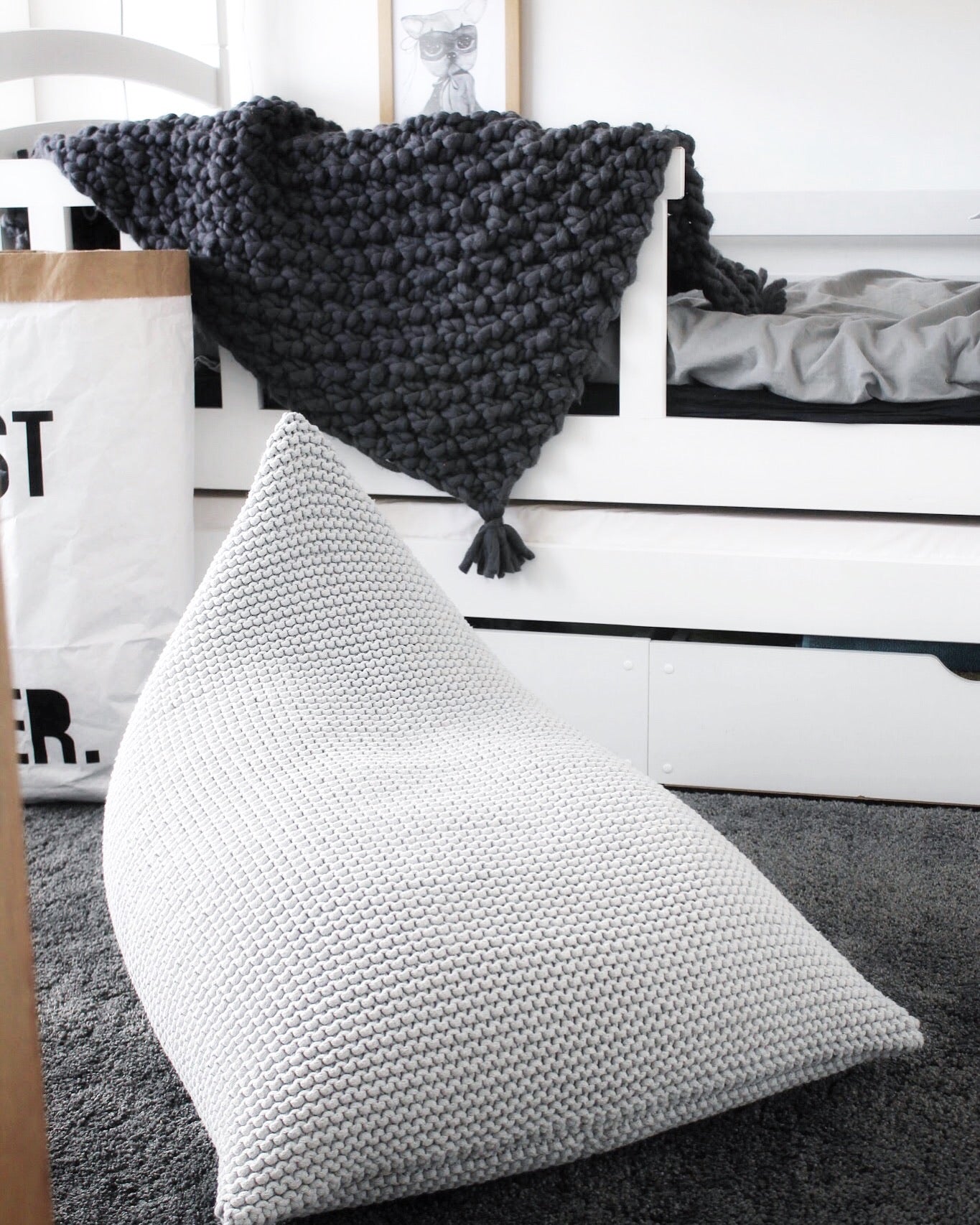 Knitted Bean Bag KIDS | LIGHT GREY