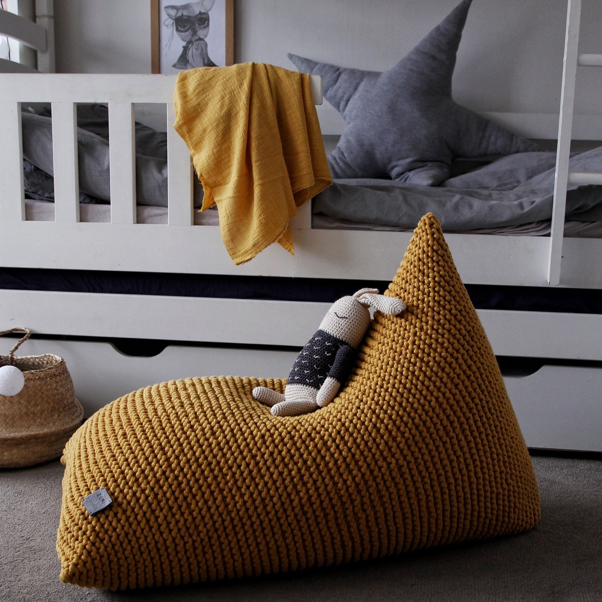 Knitted Bean Bag KIDS | MUSTARD