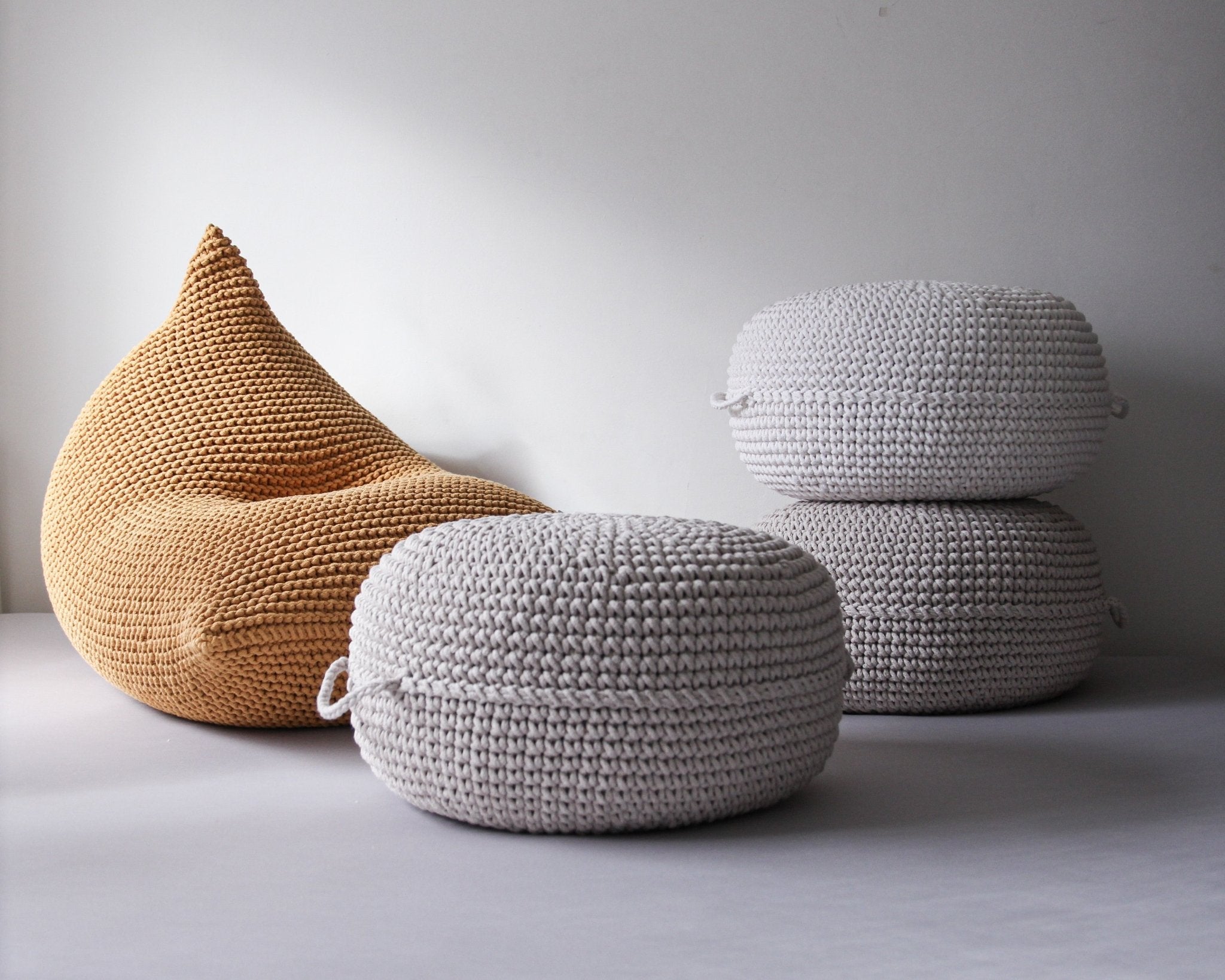 Knitted Bean Bag | MUSTARD