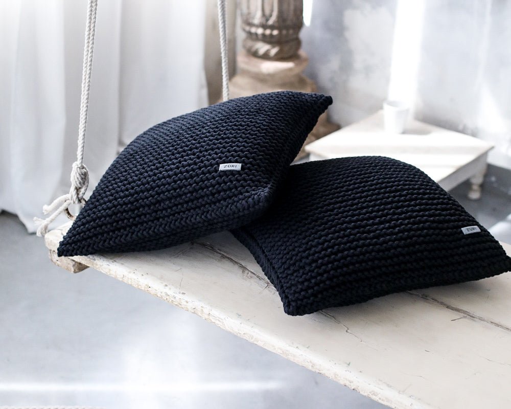Knitted Square Cushion | CHARCOAL