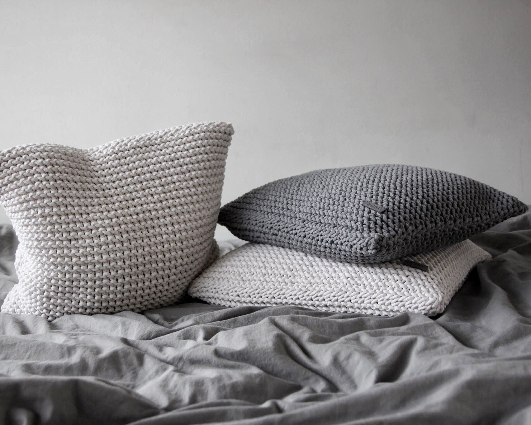 Knitted Square Cushion | DARK GREY