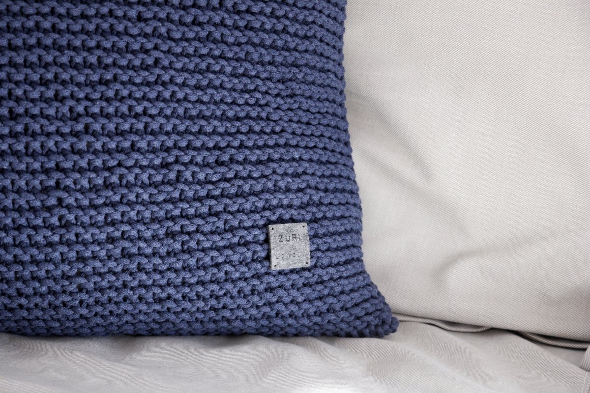 Knitted Square Cushion | DENIM BLUE