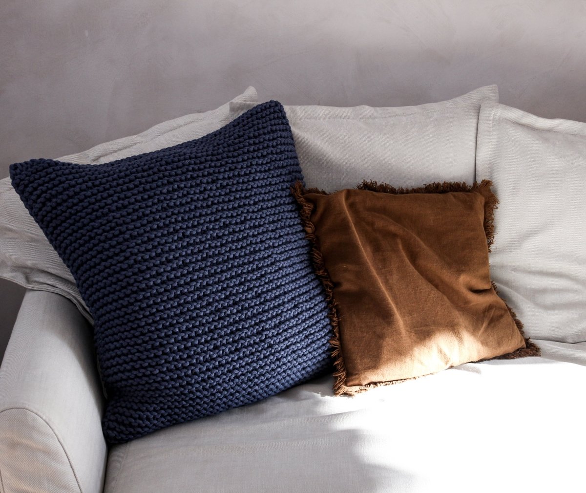 Knitted Square Cushion | DENIM BLUE