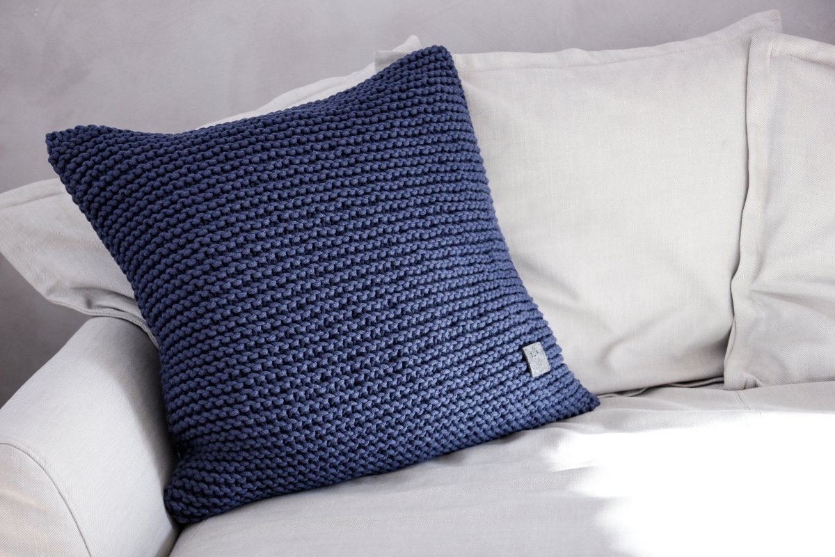 Knitted Square Cushion | DENIM BLUE