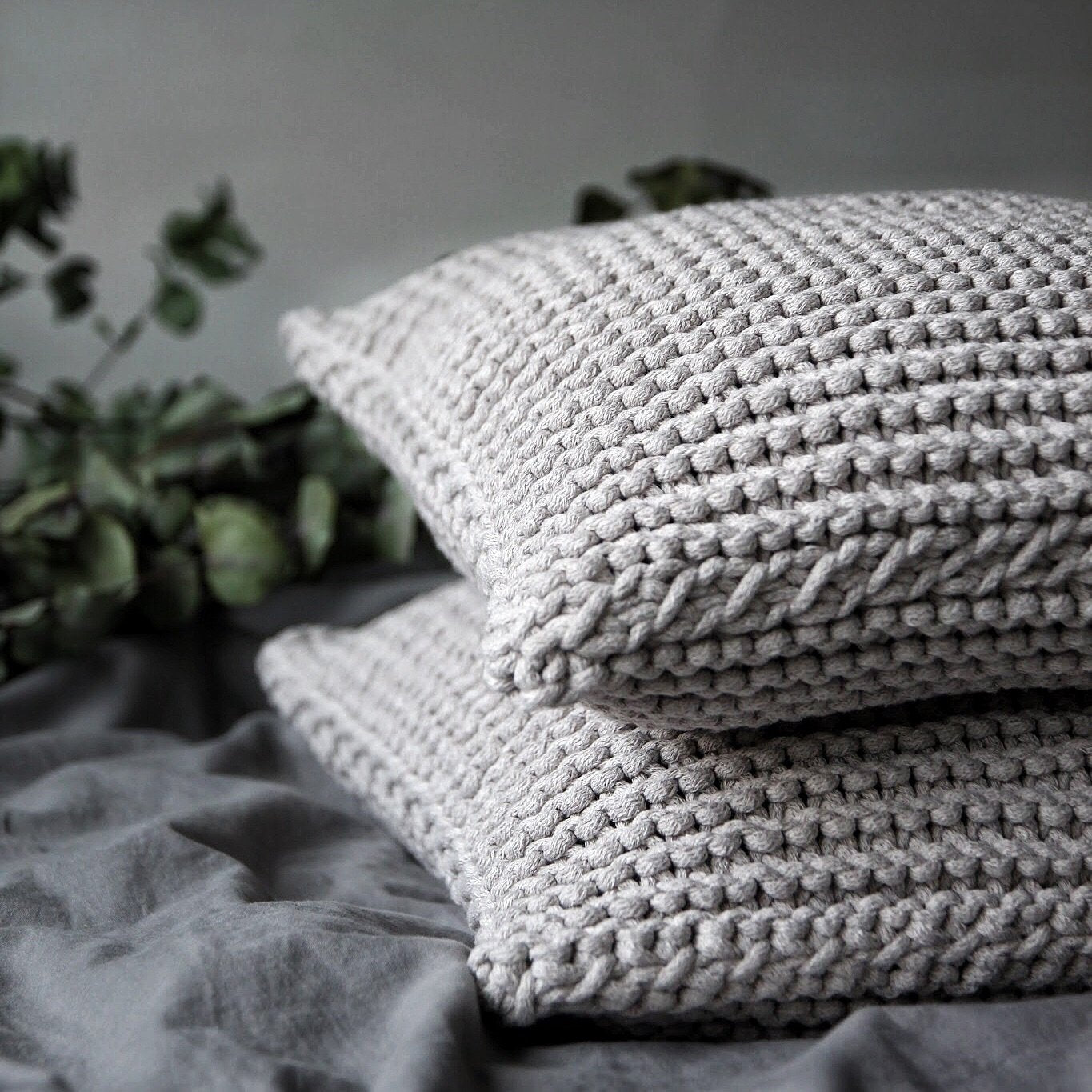 Knitted Square Cushion | OATMEAL