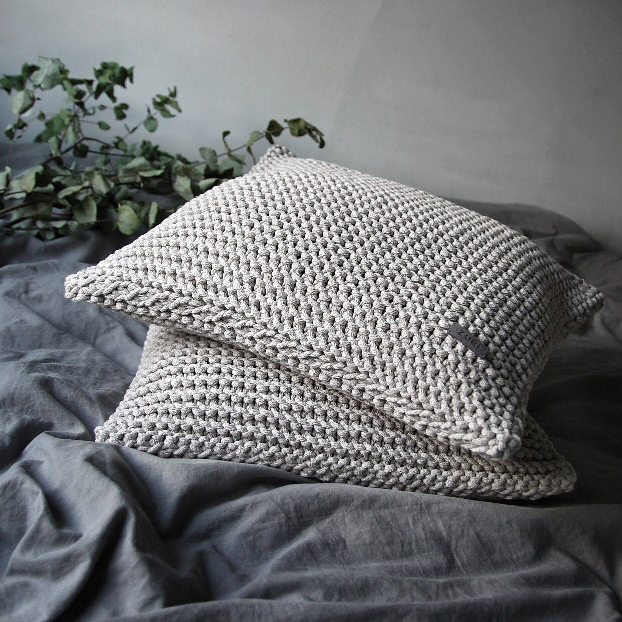 Knitted Square Cushion | OATMEAL