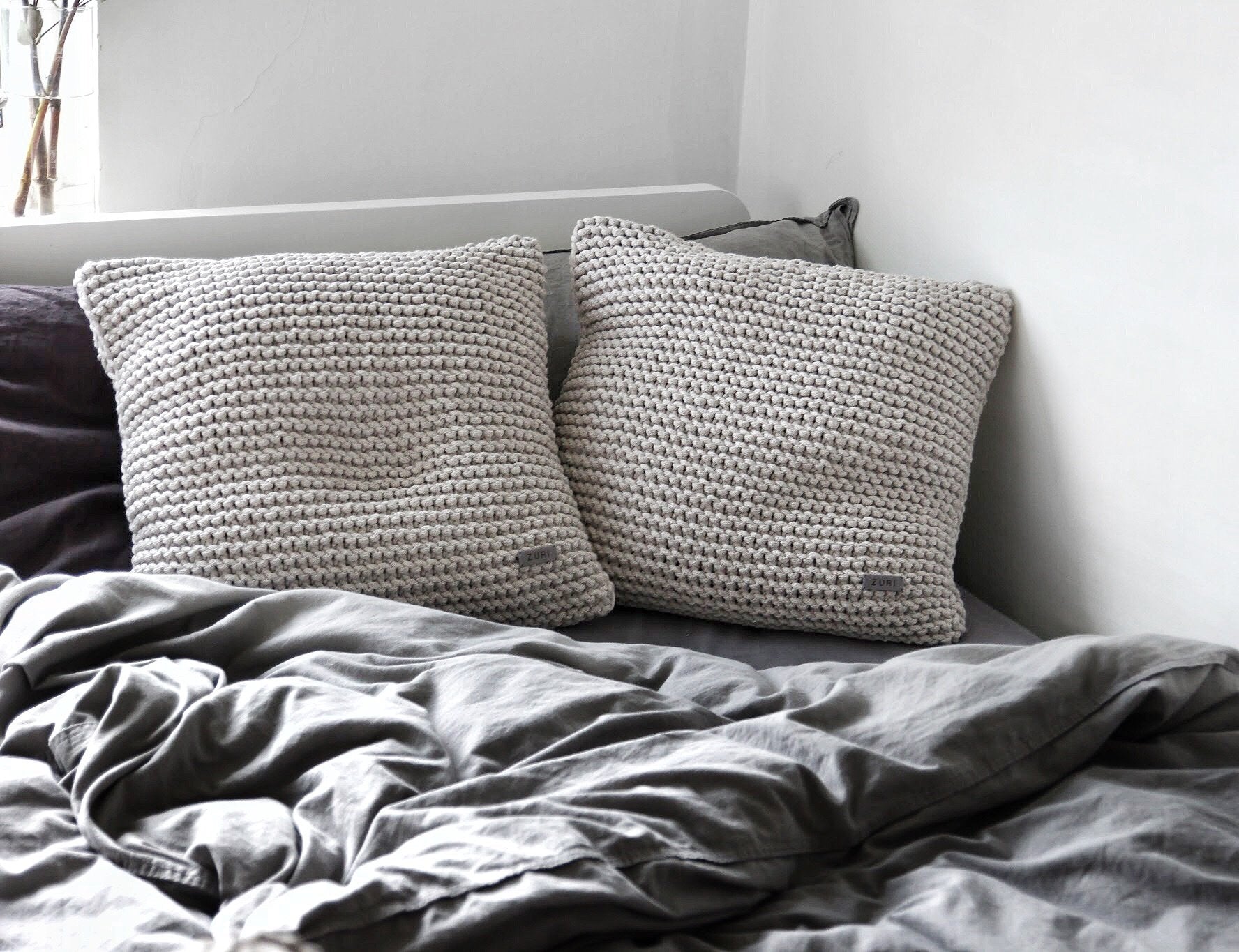 Knitted Square Cushion | OATMEAL