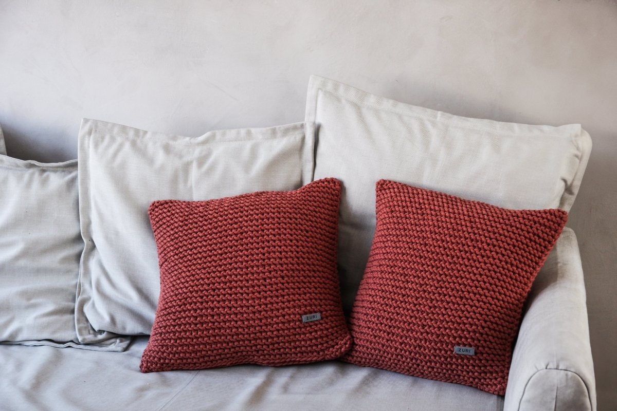 Knitted Square Cushion | TERRACOTTA