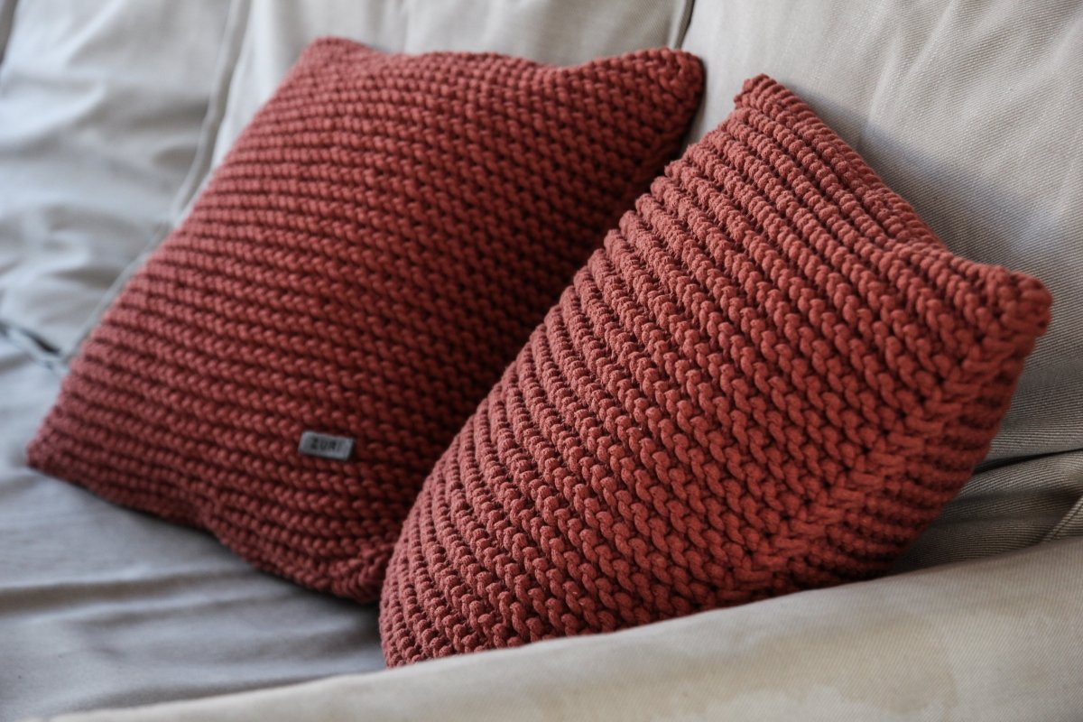 Knitted Square Cushion | TERRACOTTA