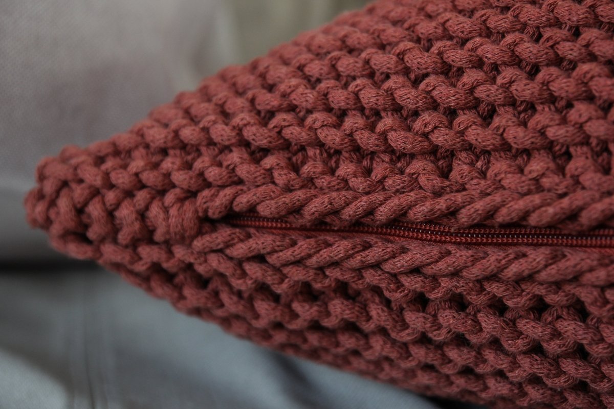 Knitted Square Cushion | TERRACOTTA