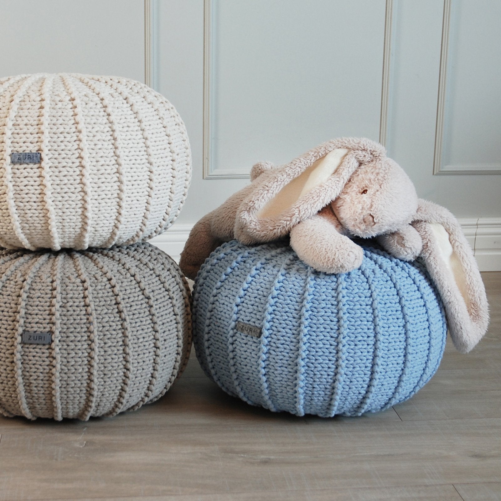 Knitted Pouffe, Small | BEIGE
