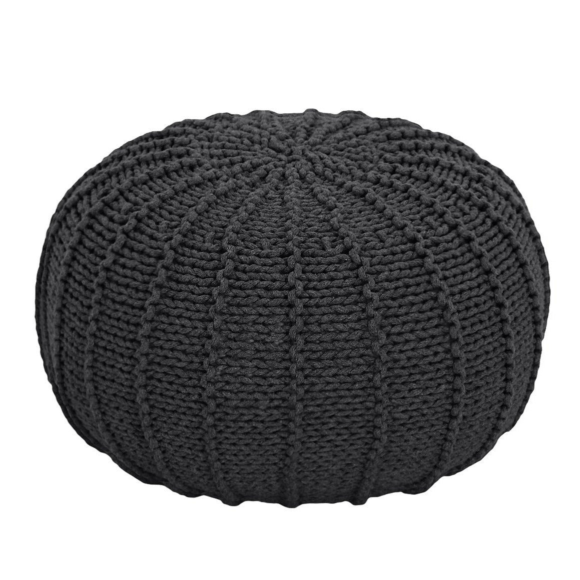 Knitted Pouffe, Small | CHARCOAL
