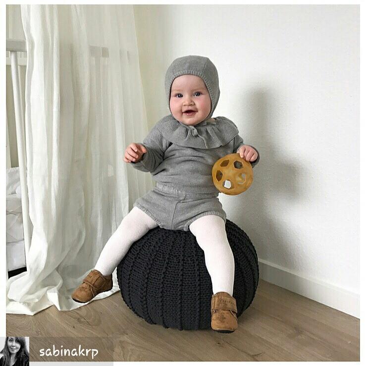 Knitted Pouffe, Small | CHARCOAL