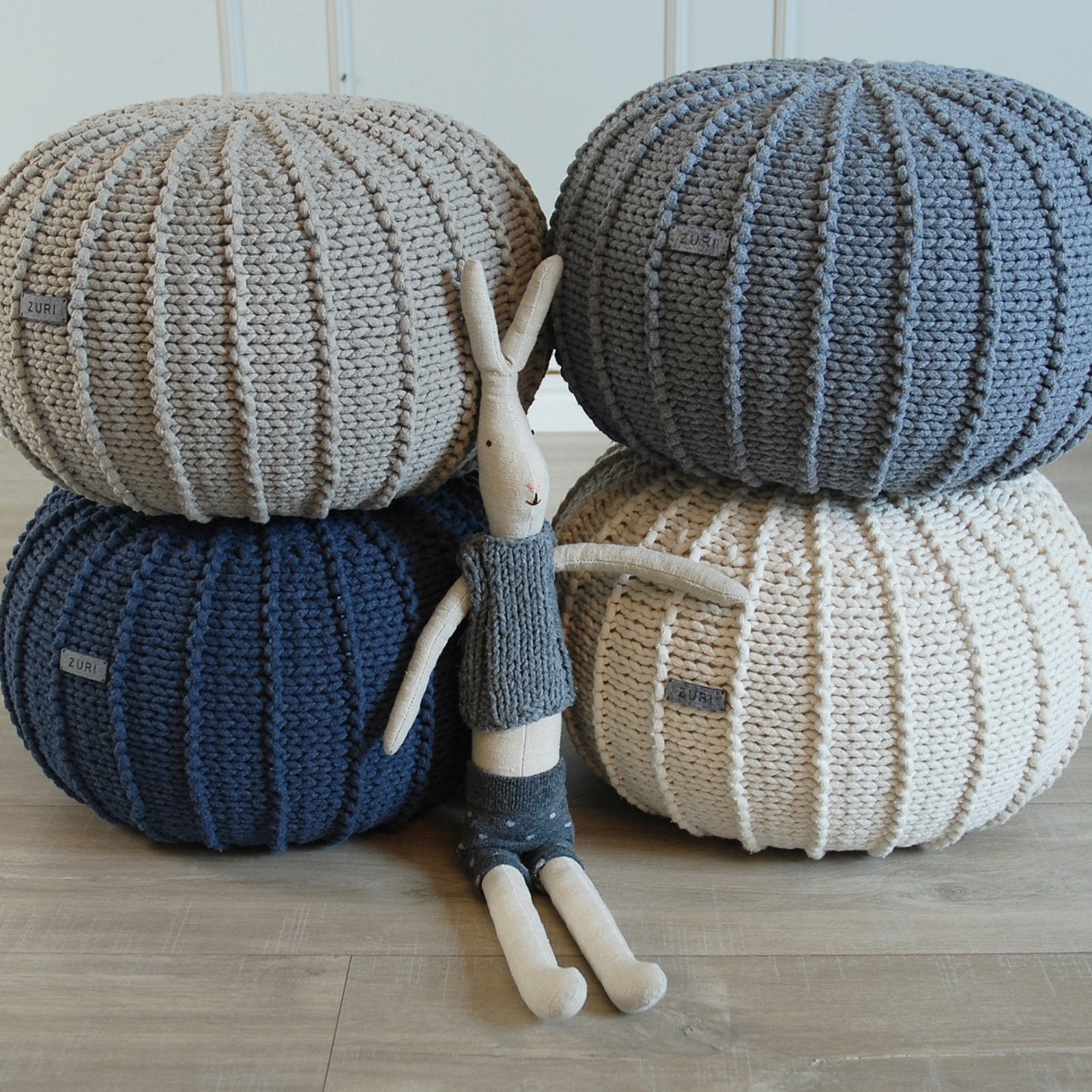 Knitted Pouffe, Small | DARK GREY