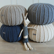 Knitted Pouffe, Small | DENIM BLUE