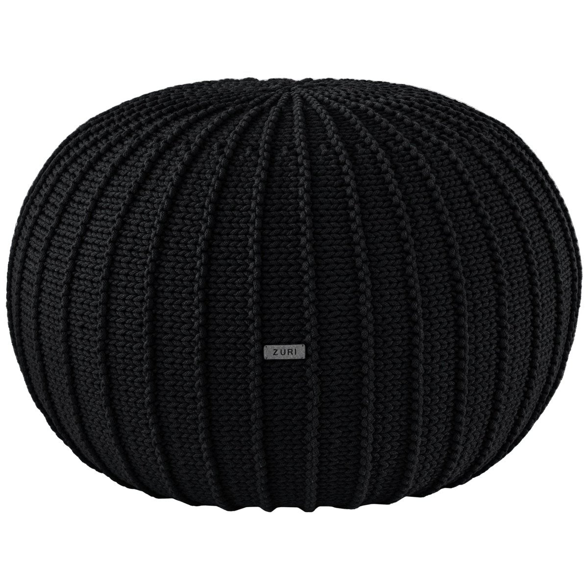 Knitted Pouffe, Large | BLACK