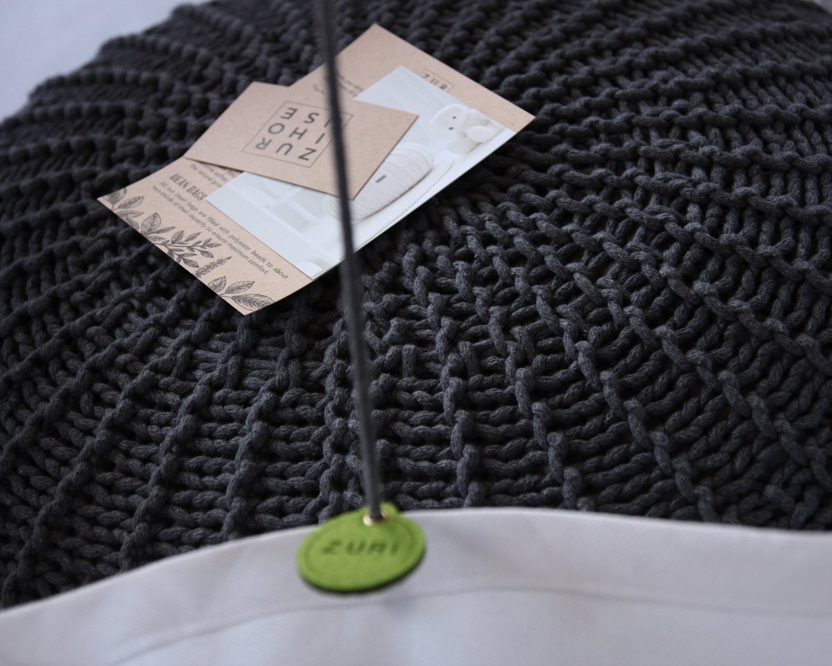 Knitted Pouffe, Large | CHARCOAL