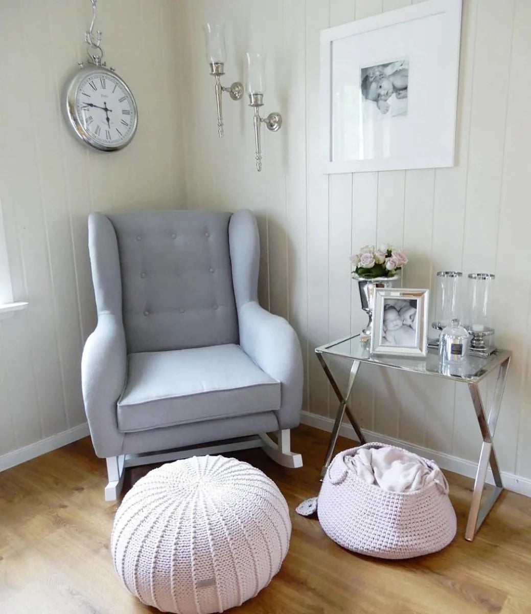 Knitted Pouffe, Large | IVORY