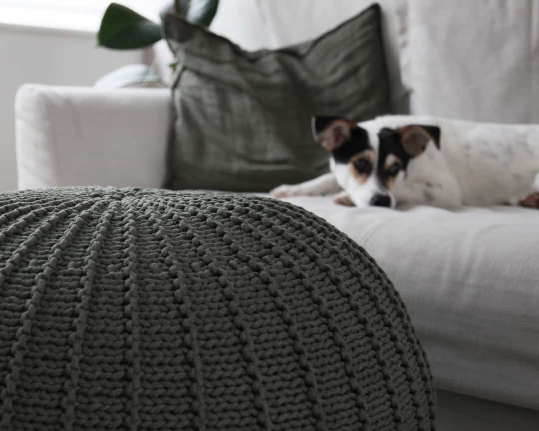 Knitted Pouffe, Large | OLIVE GREEN