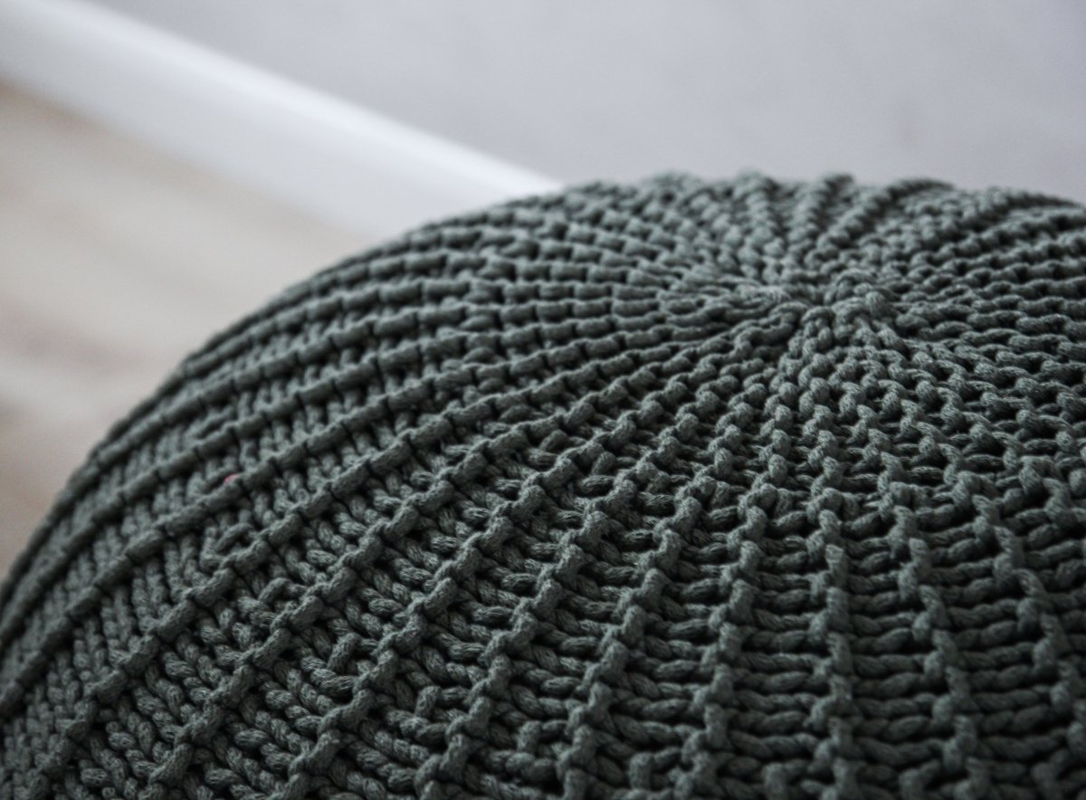 Knitted Pouffe, Large | OLIVE GREEN