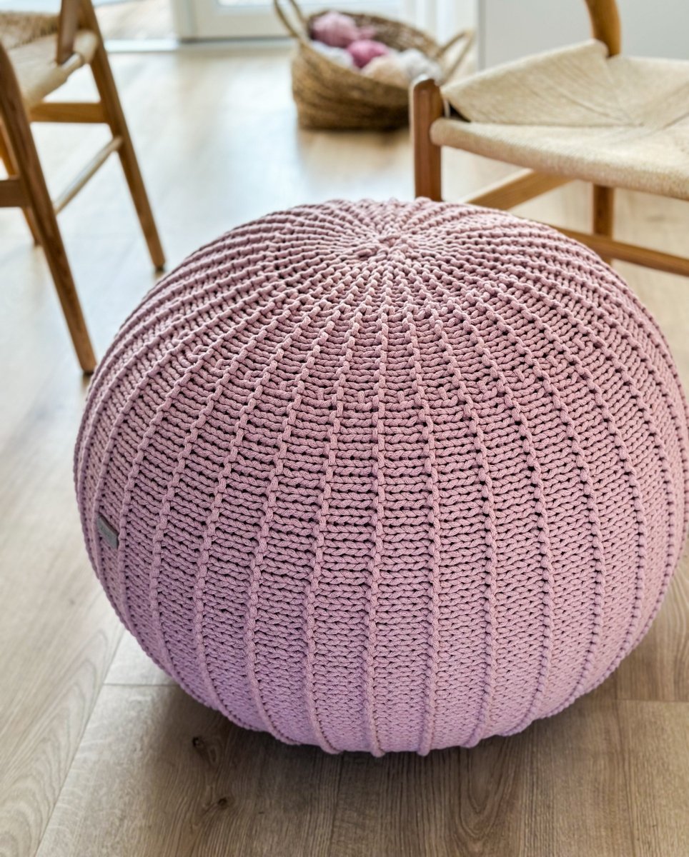 Knitted Pouffe, Large | POWDER PINK