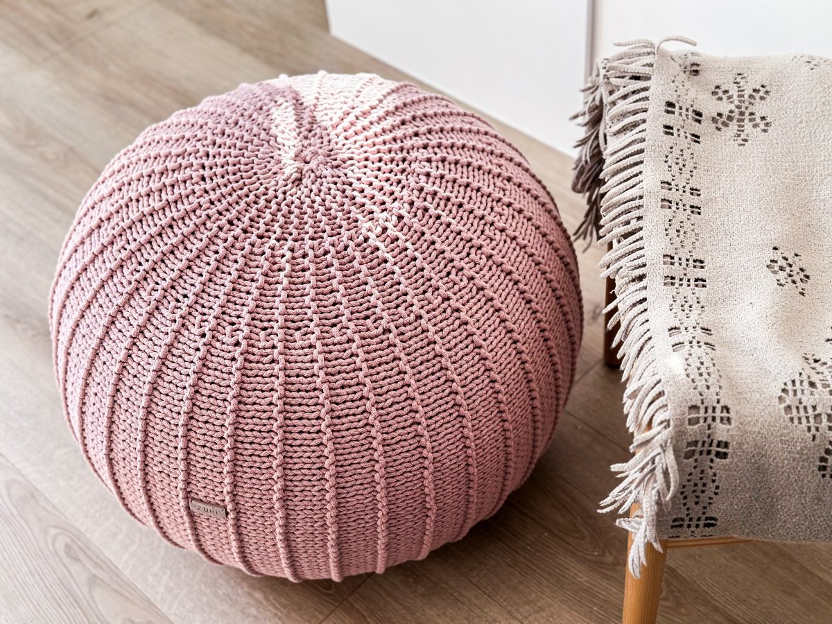 Knitted Pouffe, Large | POWDER PINK