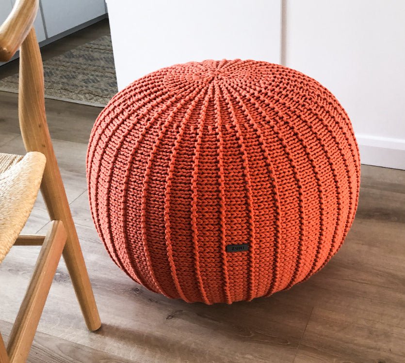 Knitted Pouffe, Large | PUMPKIN