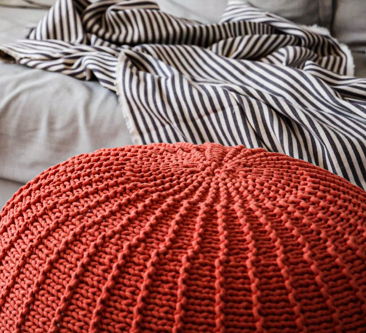 Knitted Pouffe, Large | PUMPKIN