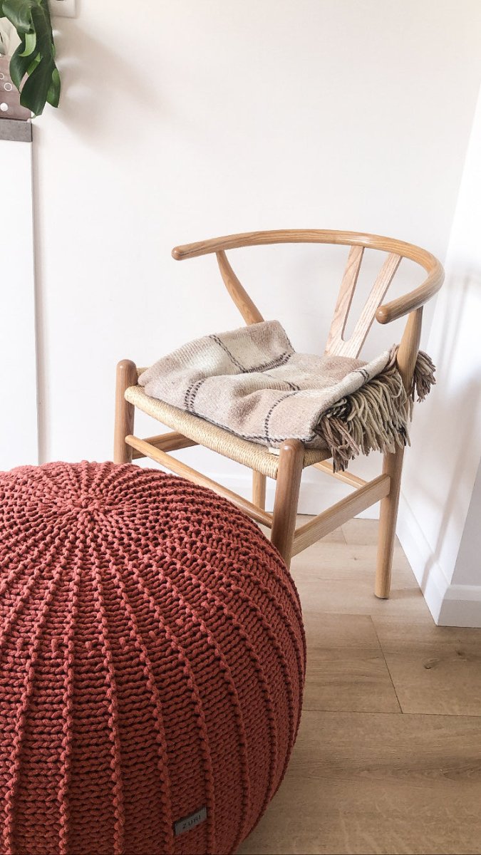 Knitted Pouffe, Large | TERRACOTTA