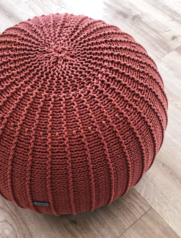 Knitted Pouffe, Large | TERRACOTTA