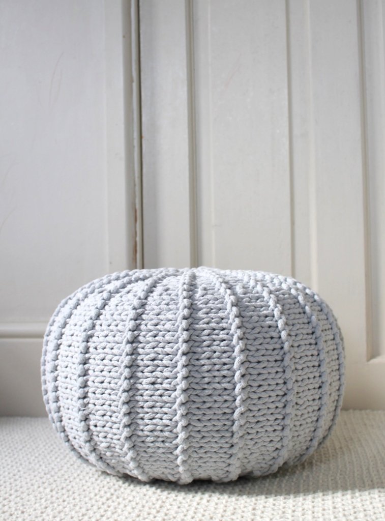 Knitted Pouffe, Small | LIGHT GREY