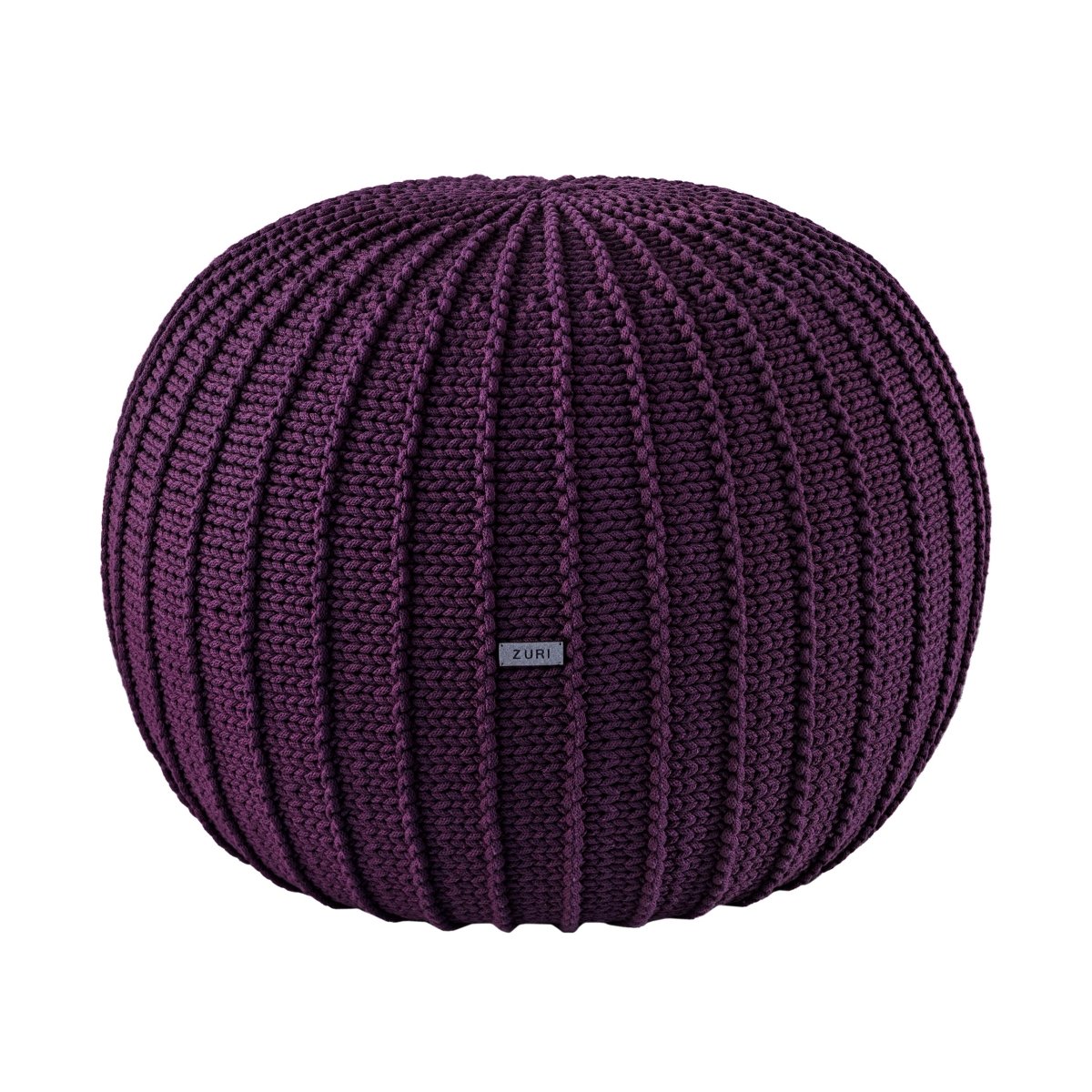 Knitted Pouffe, Medium | AUBERGINE