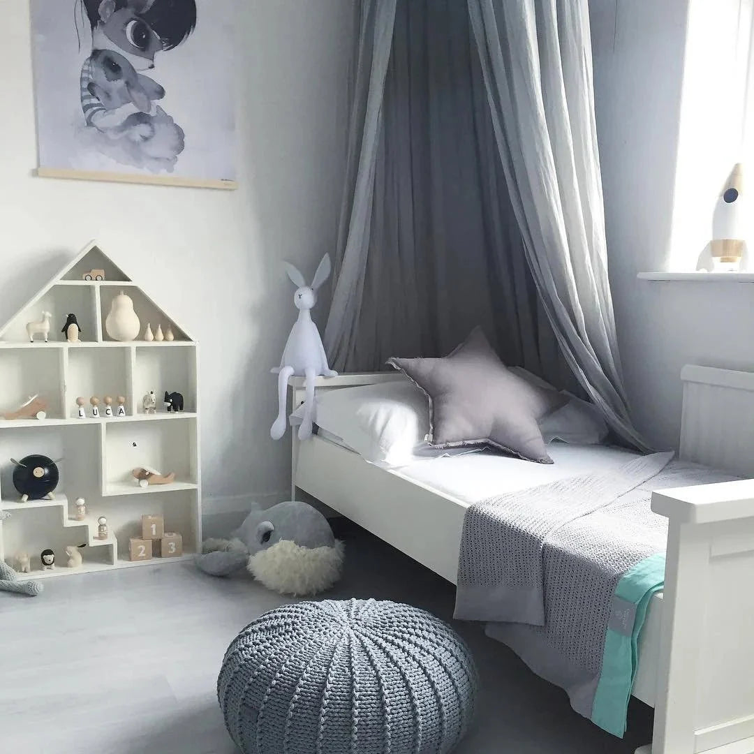 Knitted Pouffe, Medium | DARK GREY