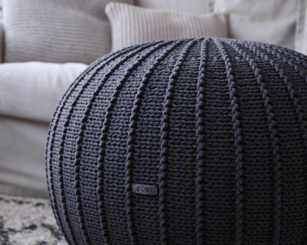 Knitted Pouffe, Medium | GRAPHITE