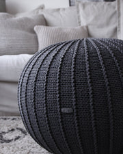 Knitted Pouffe, Medium | GRAPHITE