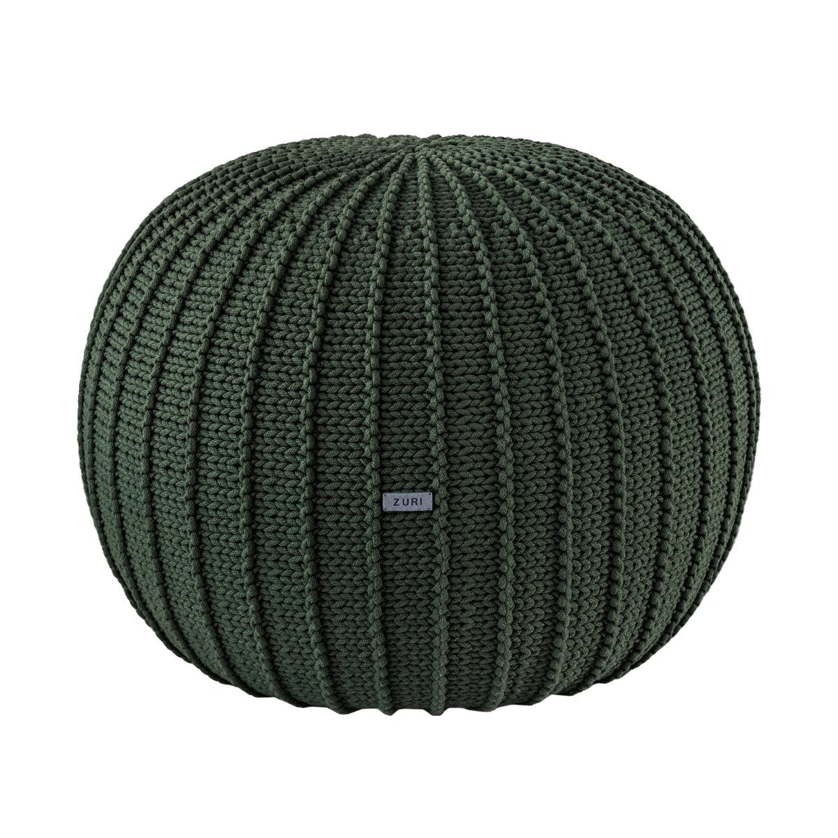 Knitted Pouffe, Medium | OLIVE GREEN