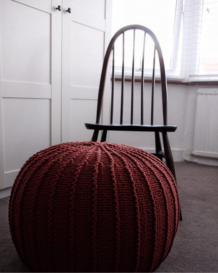 Knitted Pouffe, Medium | TERRACOTTA