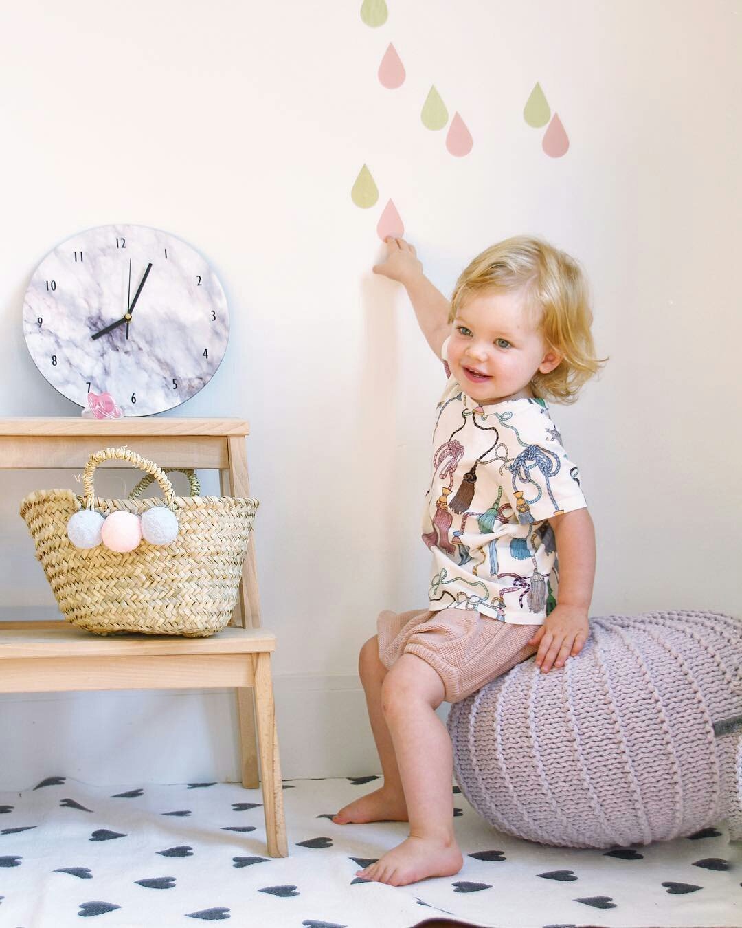 Knitted Pouffe, Small | PALE PINK