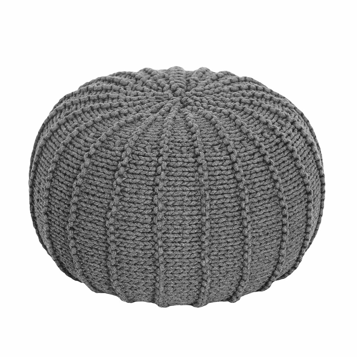 Knitted Pouffe, Small | DARK GREY